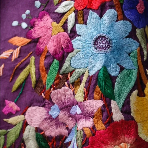 Purple Skirt with Colorful Floral Embroidery Broom - Picture 4 of 5